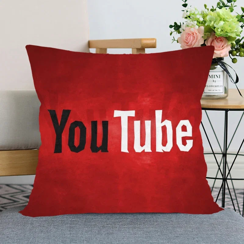 App Logo Youtube Pillowcase Bedroom Home Decorative Pillow Cover Square Zipper Pillow Cases Satin Soft Fabric 45X45Cm