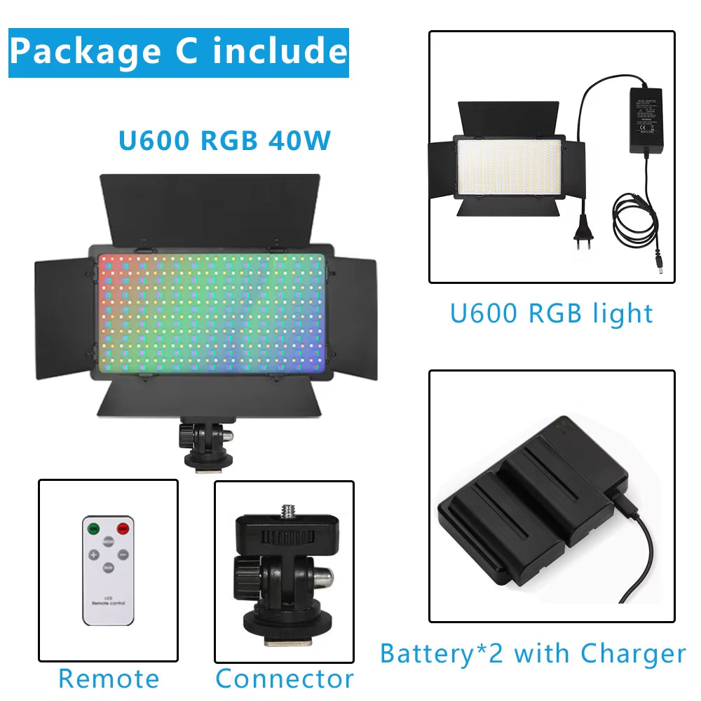 U800 RGB Photo Light LED Photo Studio Light Camera Phone Video Recroding RGB Panel Lamp LED Vdieo Light for YOUTUBE Tiktok LIVE