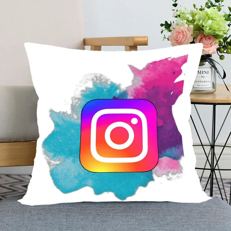 App Logo Youtube Pillowcase Bedroom Home Decorative Pillow Cover Square Zipper Pillow Cases Satin Soft Fabric 45X45Cm