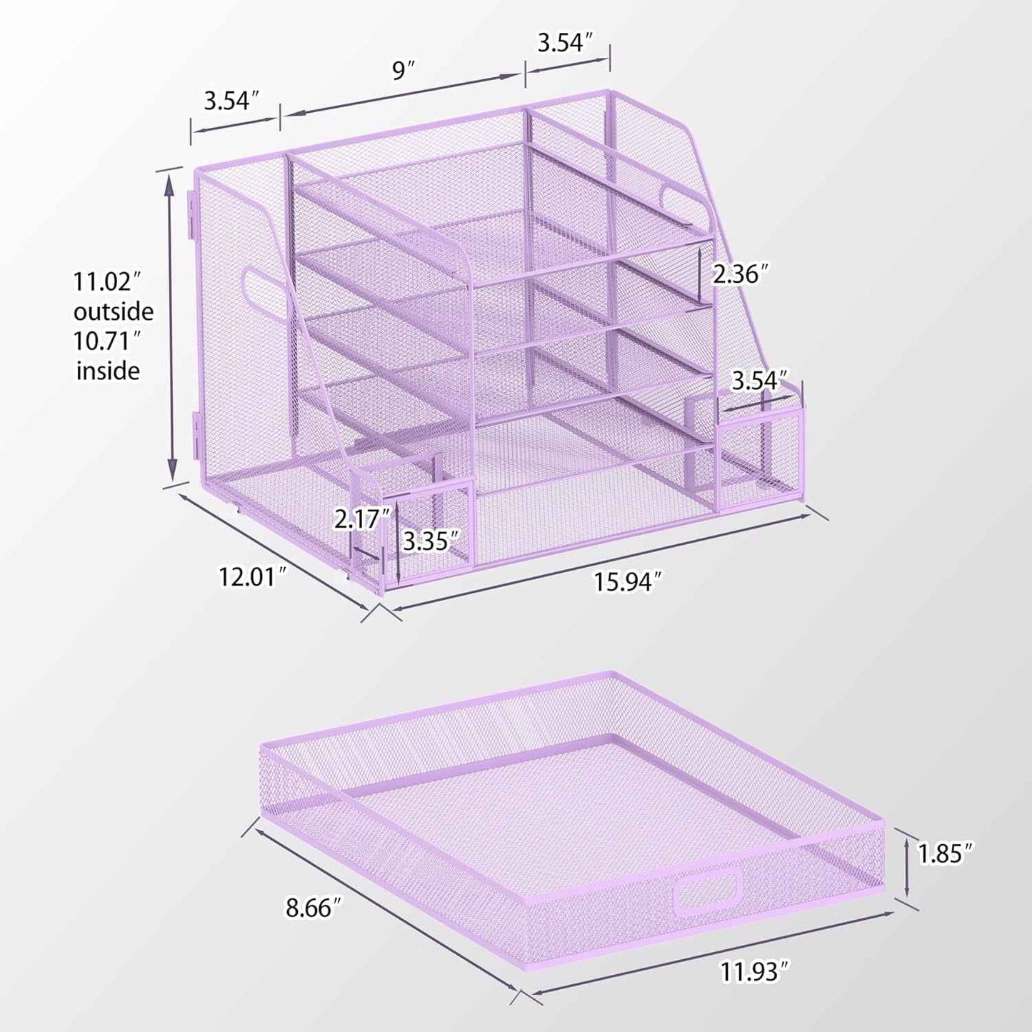 5-Tier Tray-Style Document Rack, Desktop Document Sorter with Bookends for Home and Office