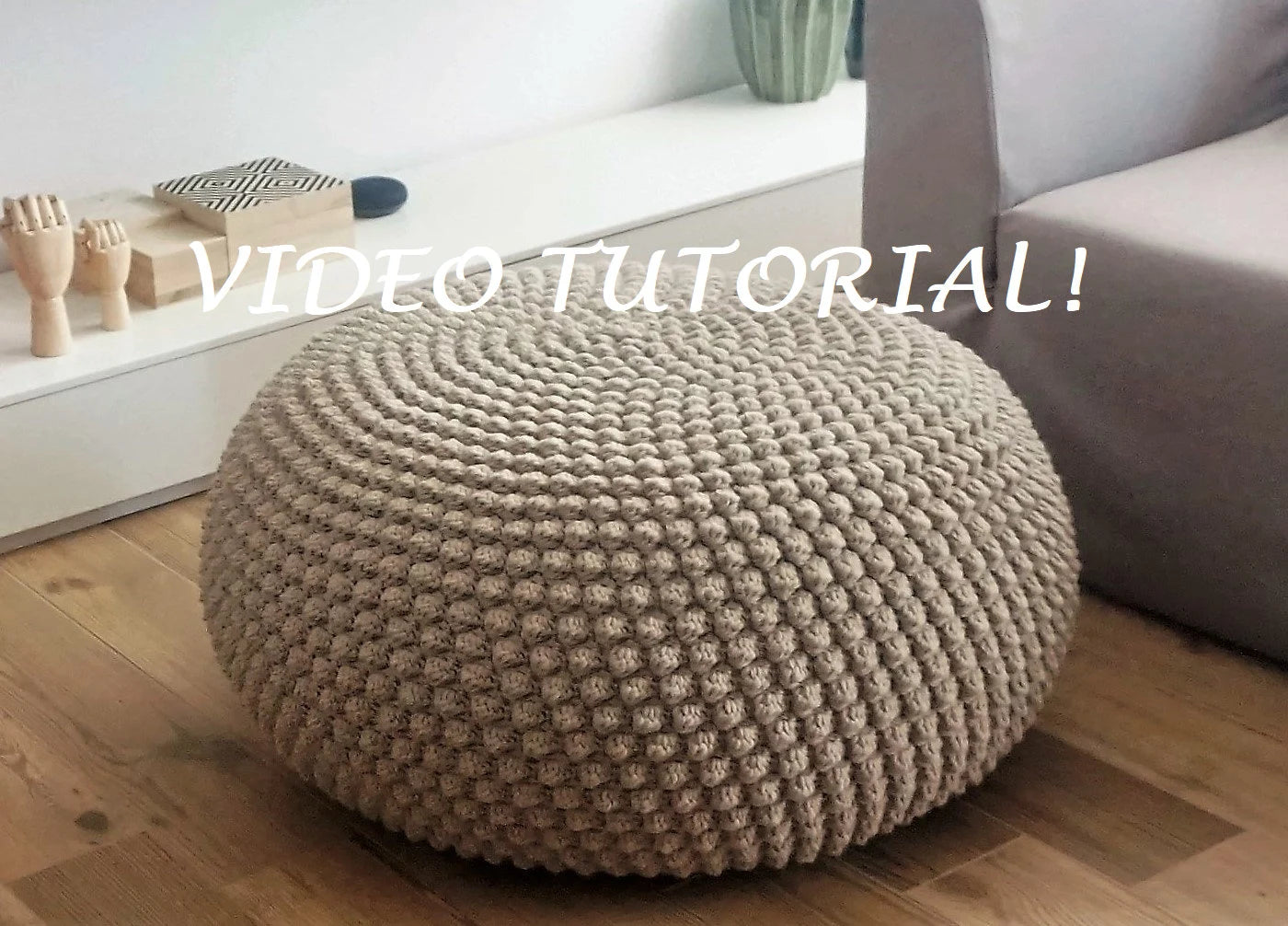 CROCHET PATTERN Bobbles Pouf Video Tutorial Diy Tutorial Crochet Pouf Poof, Ottoman, Footstool, Home Decor, Pillow, Bean Bag, Floor Cushion