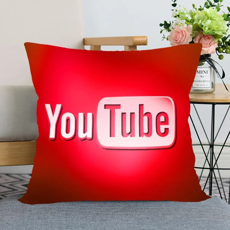 App Logo Youtube Pillowcase Bedroom Home Decorative Pillow Cover Square Zipper Pillow Cases Satin Soft Fabric 45X45Cm