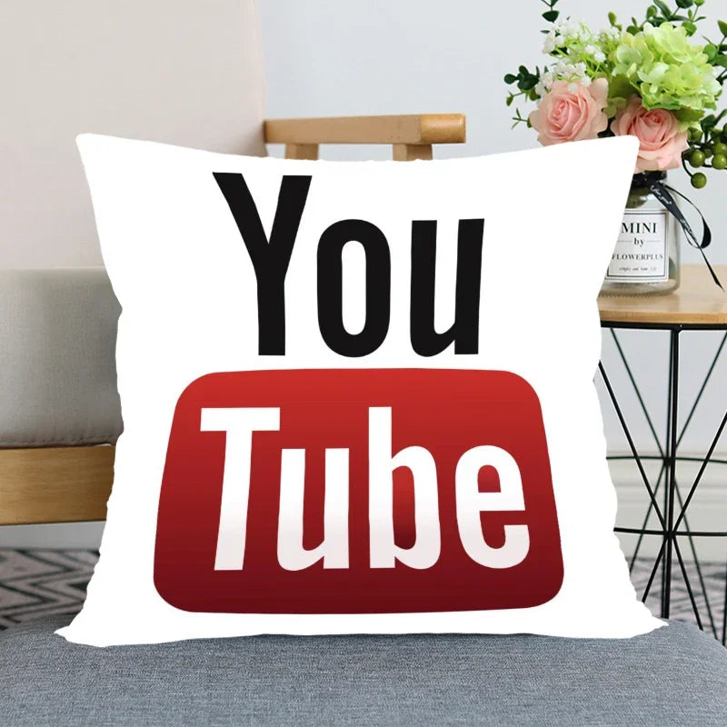 App Logo Youtube Pillowcase Bedroom Home Decorative Pillow Cover Square Zipper Pillow Cases Satin Soft Fabric 45X45Cm