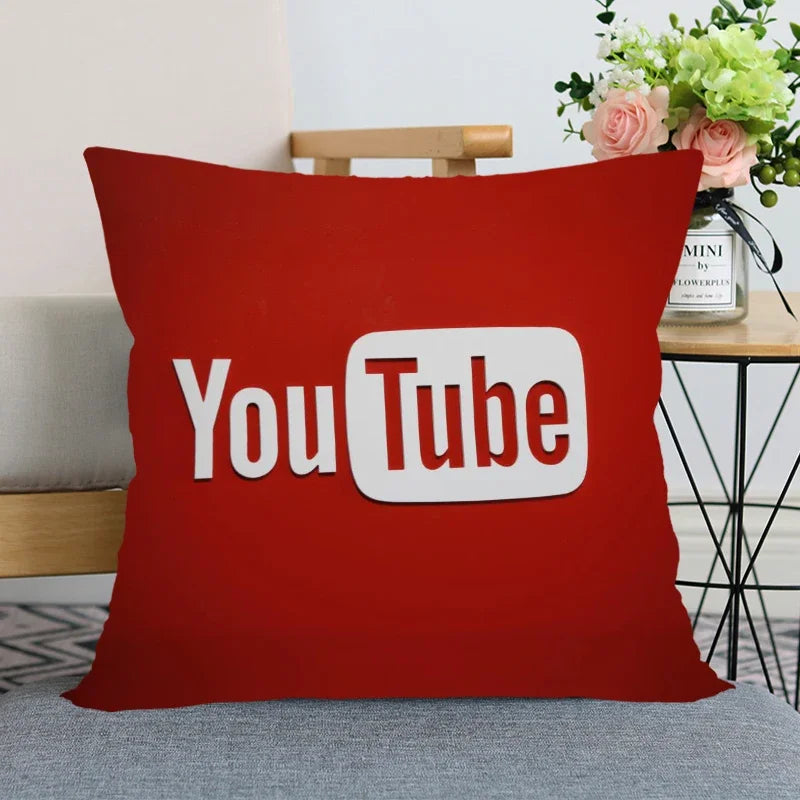 App Logo Youtube Pillowcase Bedroom Home Decorative Pillow Cover Square Zipper Pillow Cases Satin Soft Fabric 45X45Cm