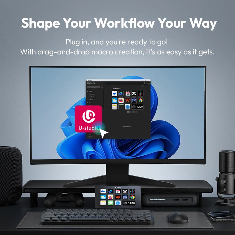 D200 Stream Deck Keyboard 13 LCD Keys All Customizable for Gaming Boardcast Livestreaming Office Content Creation Youtube
