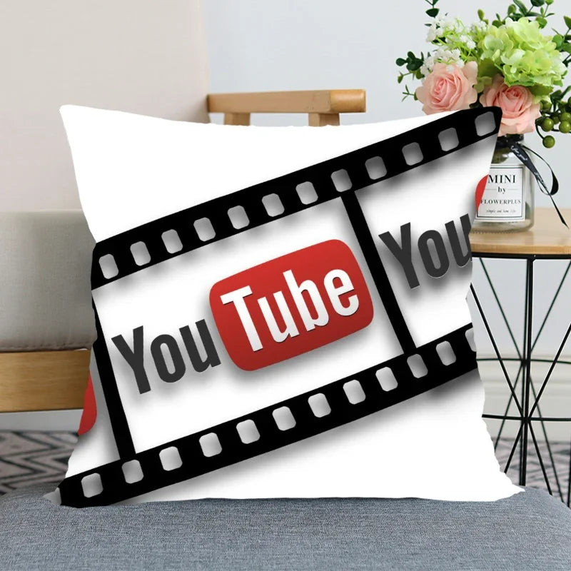 App Logo Youtube Pillowcase Bedroom Home Decorative Pillow Cover Square Zipper Pillow Cases Satin Soft Fabric 45X45Cm