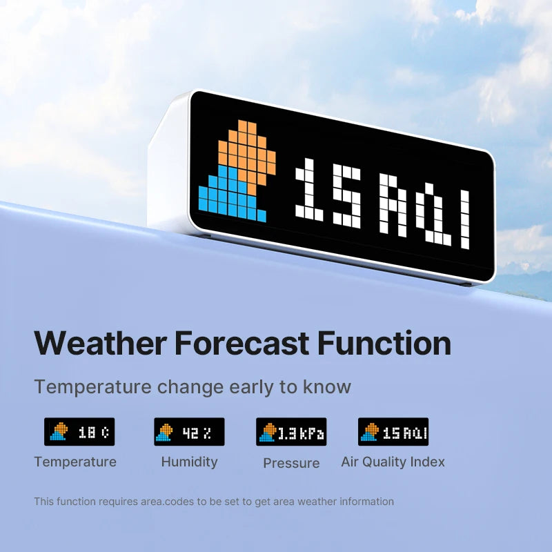 TC001 Smart Pixel Clock Youtube Followers Simultaneous Weather Forecast Function Pixelated Message Display