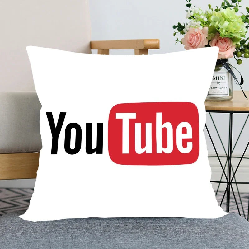 App Logo Youtube Pillowcase Bedroom Home Decorative Pillow Cover Square Zipper Pillow Cases Satin Soft Fabric 45X45Cm