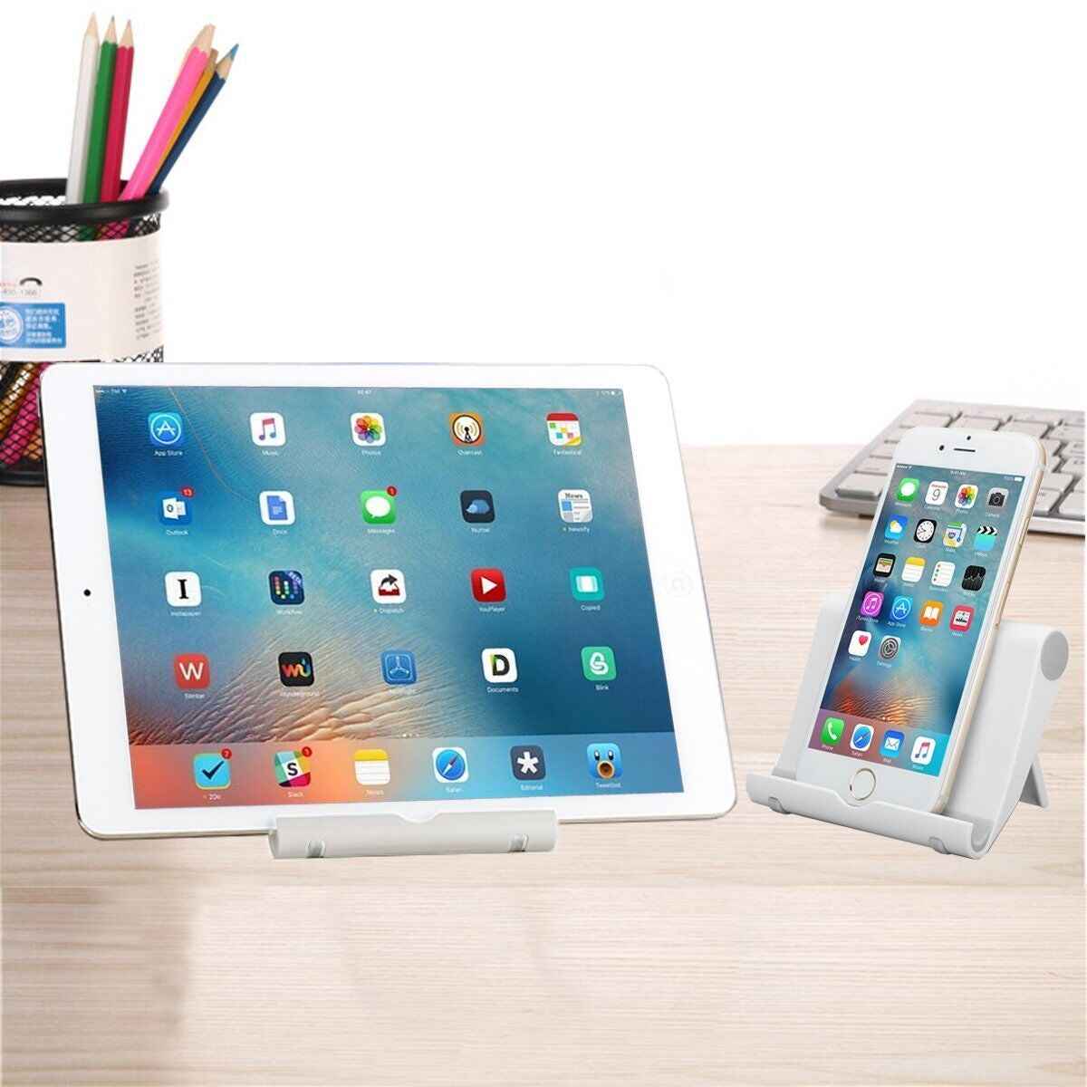 Universal Foldable Cell Phone Desk Stand–Holder Mount Cradle for Phones & Tablet