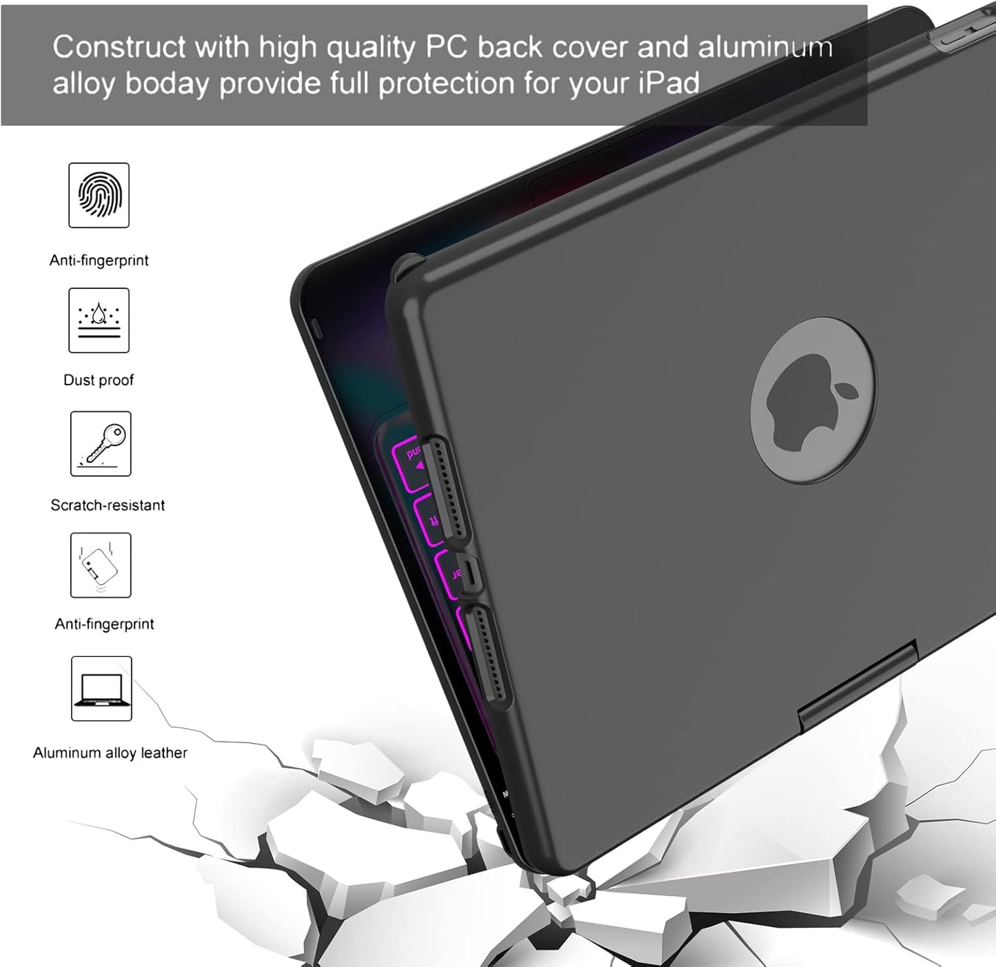 Keyboard Case for Ipad 10.2 9Th/8Th/7Th Gen,Touch Keyboard for Ipads 9Th Generation/8Th Gen/7Th Gen-360° Rotatable Protective Cover-Ipad Keyboard 9Th/8Th/7Th Gen with Pencil Holder
