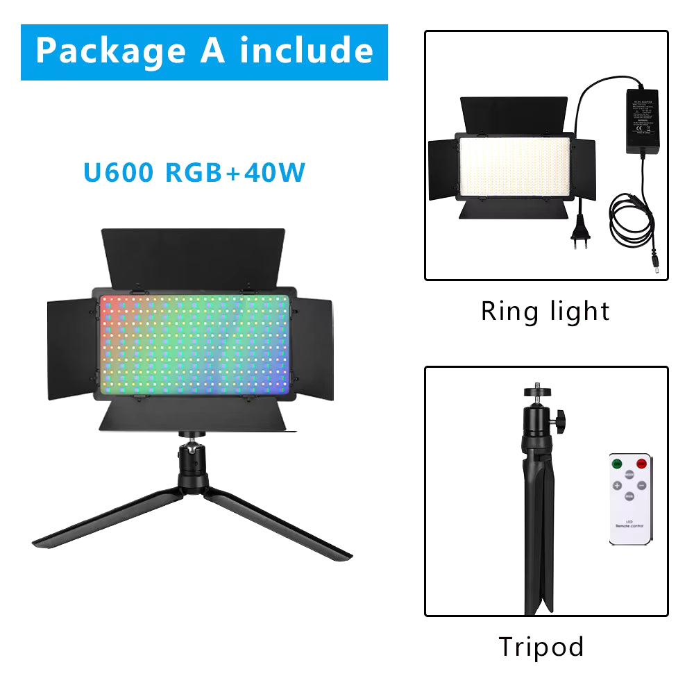U800 RGB Photo Light LED Photo Studio Light Camera Phone Video Recroding RGB Panel Lamp LED Vdieo Light for YOUTUBE Tiktok LIVE
