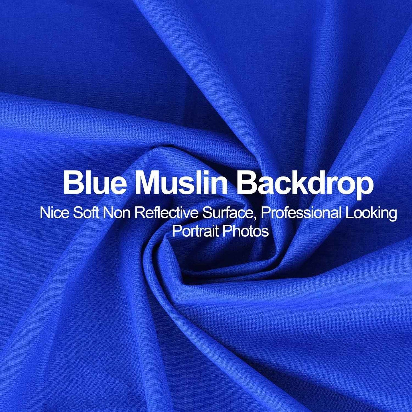 Blue Screen Backdrop, 6 X 9 FT Photography Background for Streaming Zoom Chromakey, Small Photo Muslin Curtain with 4 Clip