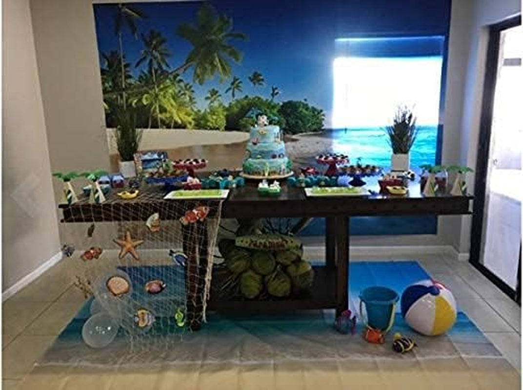 10X7Ft Tropical Beach Summer Sunshine Backdrop Beach Coast Tropical Paradise Blue Sea Sky Coconut Tree Photography Background Themed Party Backdrop Photo Booth Studio Props FH1200