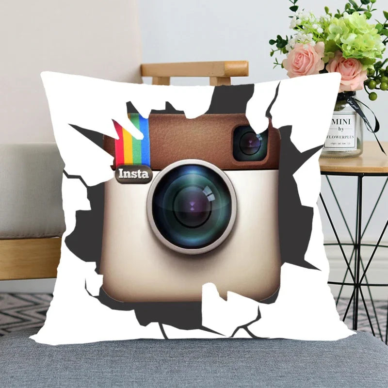 App Logo Youtube Pillowcase Bedroom Home Decorative Pillow Cover Square Zipper Pillow Cases Satin Soft Fabric 45X45Cm