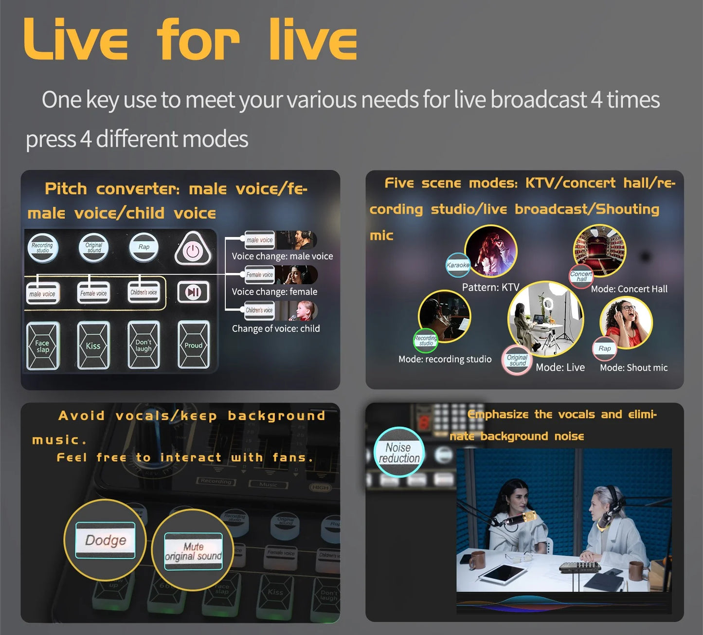 Condenser Microphone Bundle Audio Mixer BM-800 Podcast Microphone with Voice Changer, Studio Equipment for Laptop Computer Vlog Living Broadcast Live Streaming Youtube Tiktok