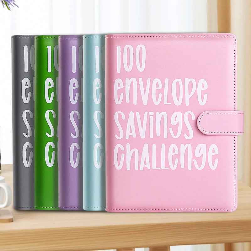 PU Leather Notebook Binder Budget Saving Money Planner Money Organizer for Cash Savings Zipper Envelope Pockets Stickers