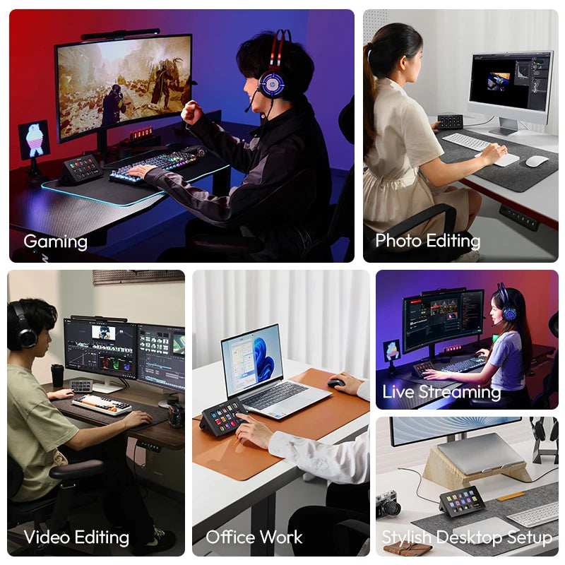 D200 Stream Deck Keyboard 13 LCD Keys All Customizable for Gaming Boardcast Livestreaming Office Content Creation Youtube