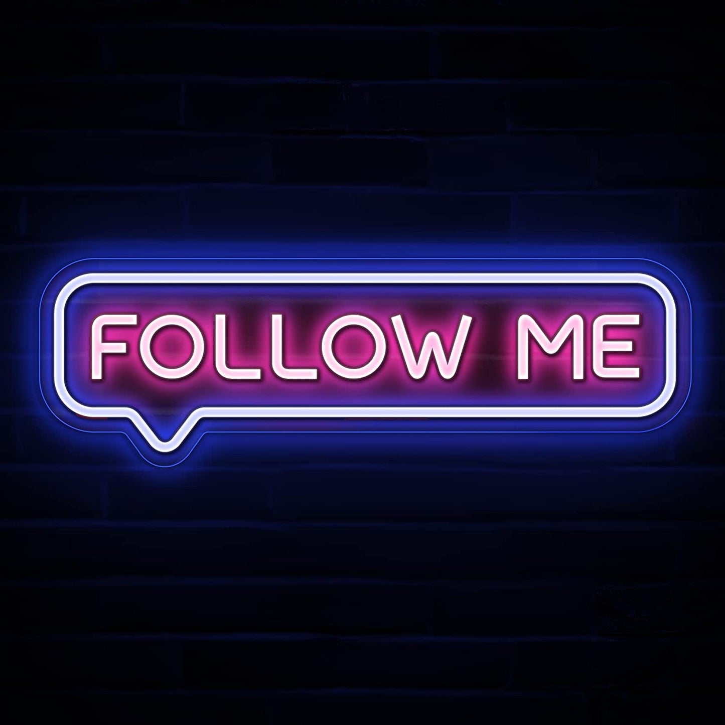 Follow Me Neon Sign - USB Powered Follow Me Neon Lights for Streamers/Influencers/Gamers – Blue&Pink Led Signs for Wall, Bedroom, Game Room Decor – Live Streaming Neon Signs - 16.5 * 4.7-Inch
