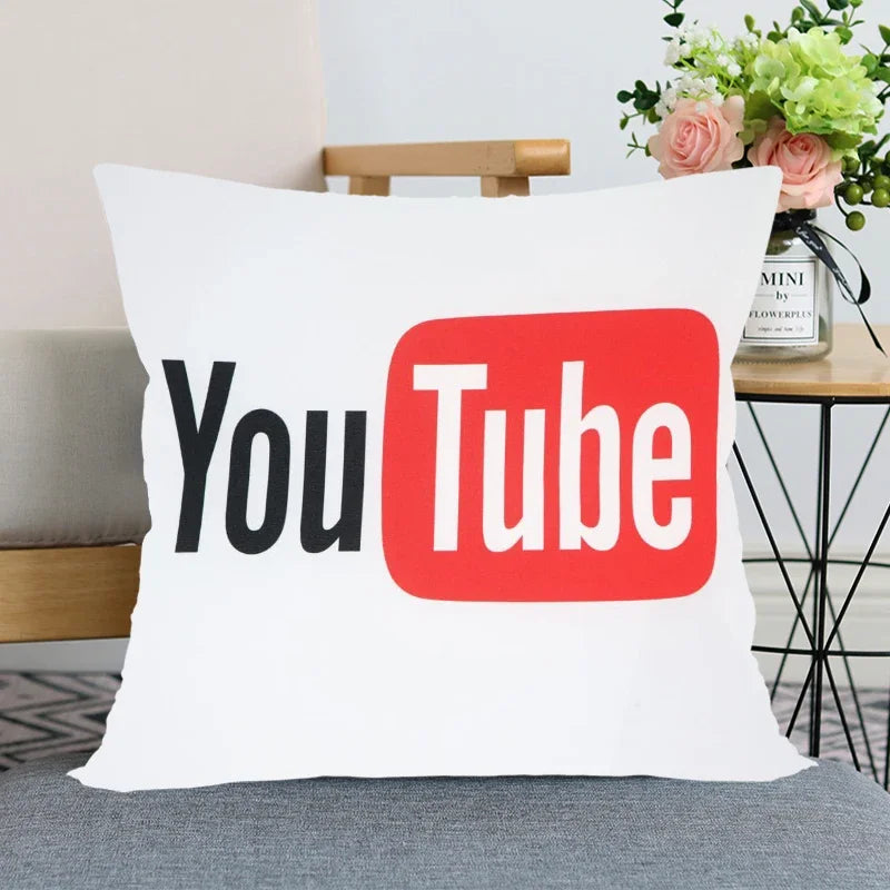 App Logo Youtube Pillowcase Bedroom Home Decorative Pillow Cover Square Zipper Pillow Cases Satin Soft Fabric 45X45Cm