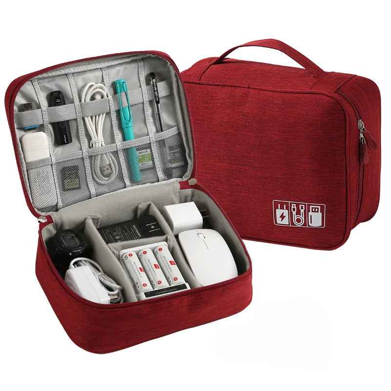 Large Capacity and Multifunctional Digital Separated Travel Bag, Mobile Data Cable, Power Bank, USB Storage Bag