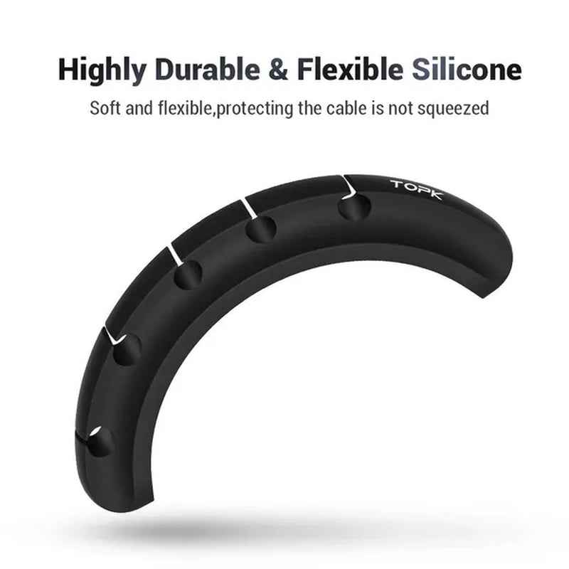 TOPK Feel Free to Stick Multi-Function Cable Organizer Silicone USB Cable Winder Desktop Tidy Management Clips Cable Holder for Mouse Headphone Wire