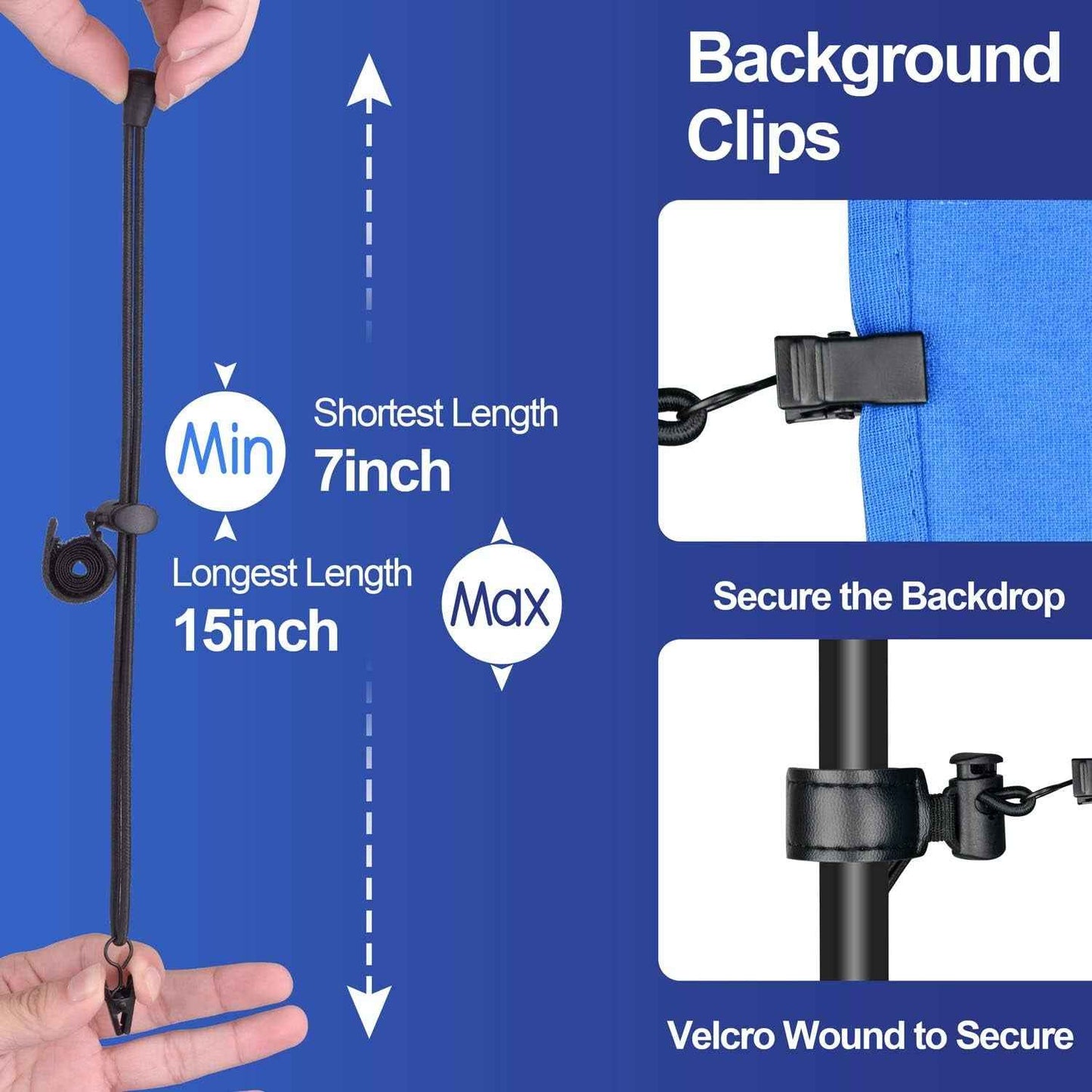 Blue Screen Backdrop, 6 X 9 FT Photography Background for Streaming Zoom Chromakey, Small Photo Muslin Curtain with 4 Clip
