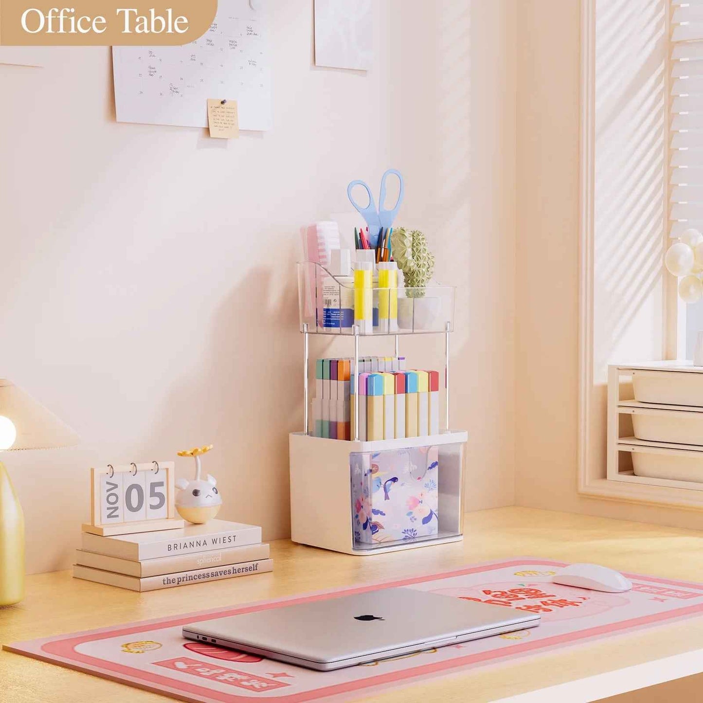 2 Layer Makeup Organizer with Drawer, Makeup Storage Bathroom Vanity Lipstick Brush Holder Skincare Organizer, Clear White
