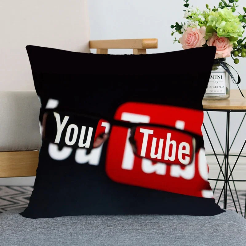 App Logo Youtube Pillowcase Bedroom Home Decorative Pillow Cover Square Zipper Pillow Cases Satin Soft Fabric 45X45Cm