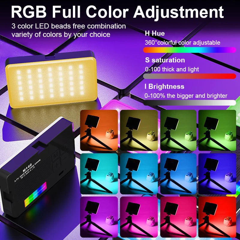 LED RGB Video Light Phone Fill Light Rechargeable Portable Lanterns 2000Mah Ajusted 3 Modes 2700-6500K Portable Selfie Lighting