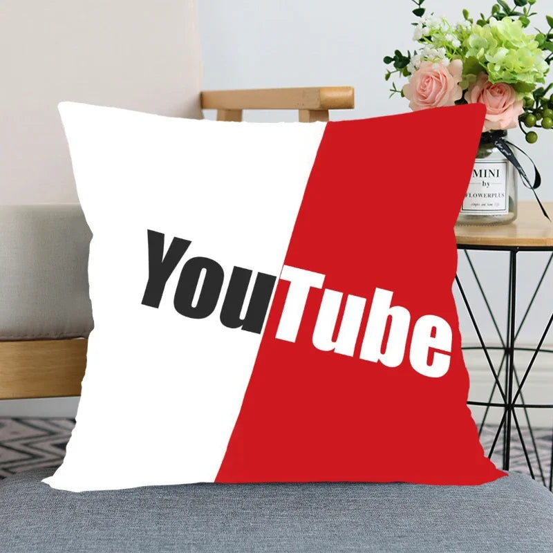App Logo Youtube Pillowcase Bedroom Home Decorative Pillow Cover Square Zipper Pillow Cases Satin Soft Fabric 45X45Cm