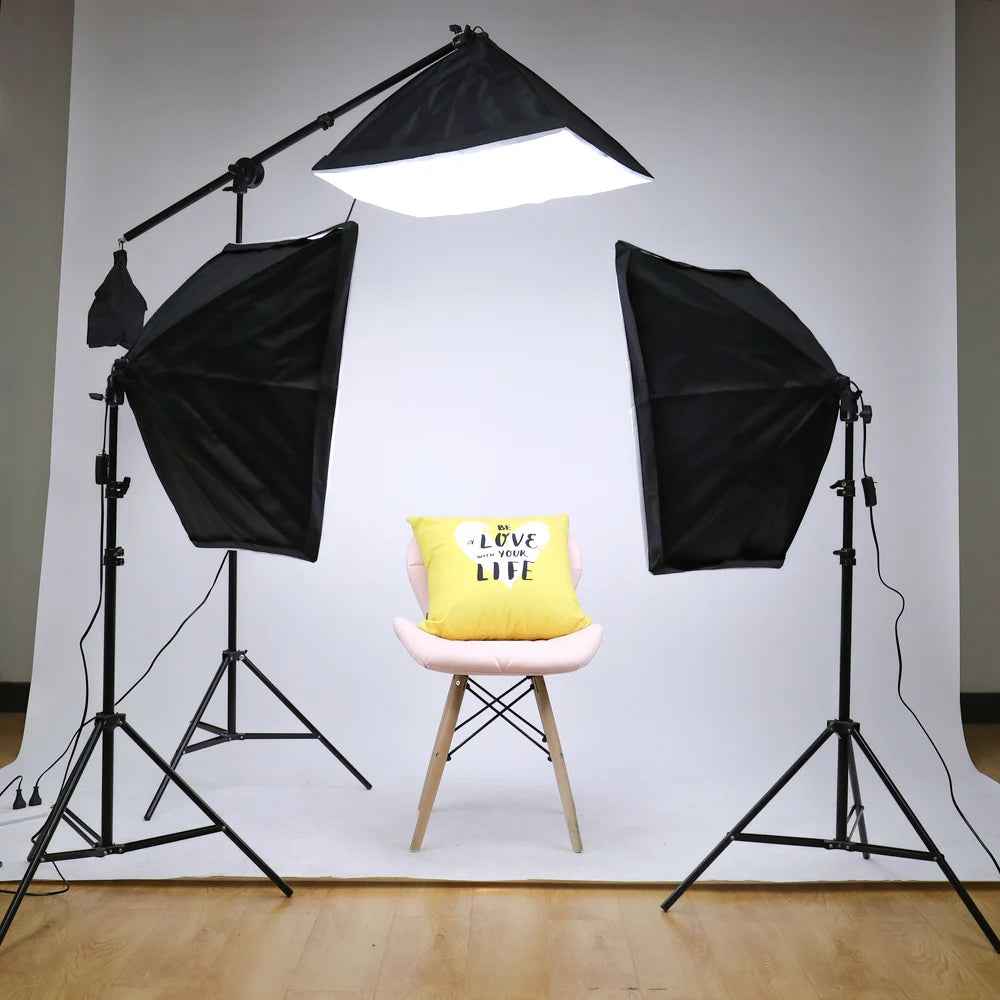 Professional Photo Studio Softbox Lights Continuous Lighting Kit Accessories Equipment with 3Pcs Soft Box,Led Blub,Tripod Stand