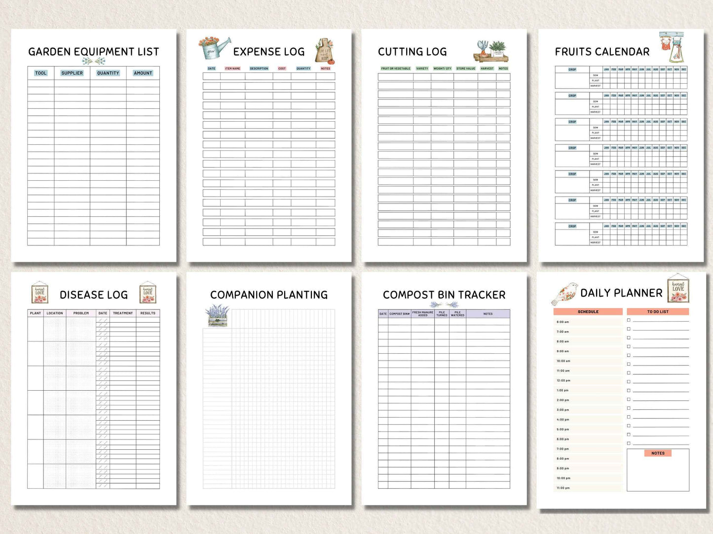 Gardening Planner Printable, Garden Planner, Plant Planner, Garden Journal, Garden Organizer, Plants Records, Gardening Logbook, A4, Letter