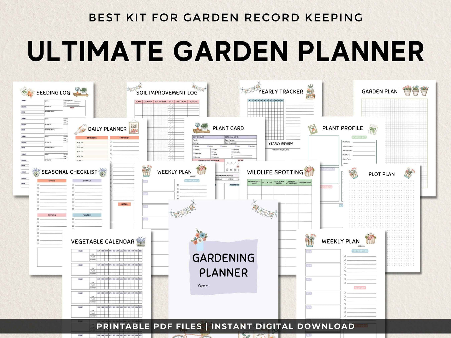 Gardening Planner Printable, Garden Planner, Plant Planner, Garden Journal, Garden Organizer, Plants Records, Gardening Logbook, A4, Letter
