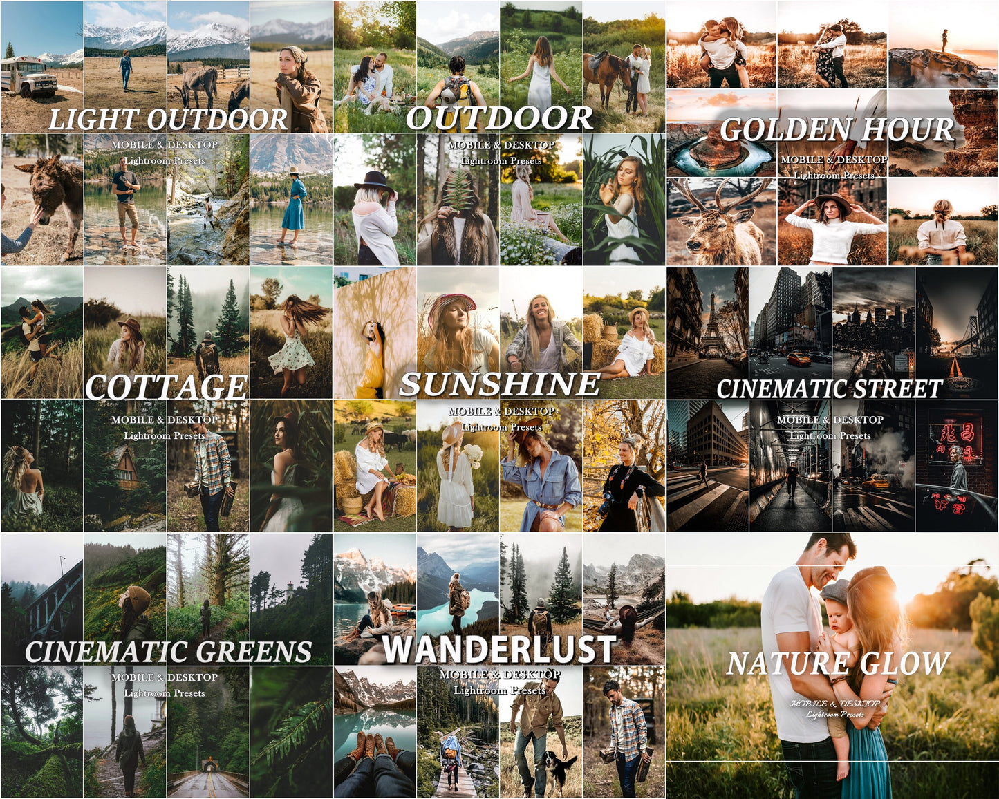 600 OUTDOOR Lightroom Presets Bundle, Mobile Desktop Preset, Moody Mountain Nature Preset, Wanderlust Travel Blogger Preset for Instagram