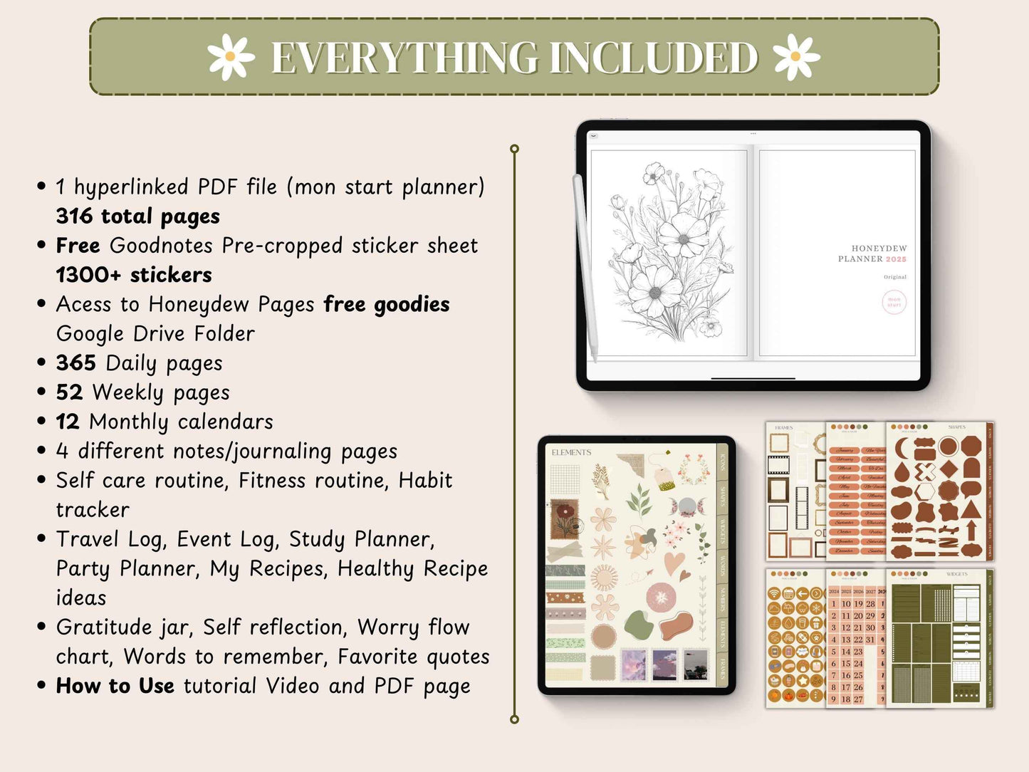 Digital Hobonichi 2025 Planner | Japanese/English Yume Planner | Techo Cousin Digital Planner | MON Start | Notability Planner | Full Year
