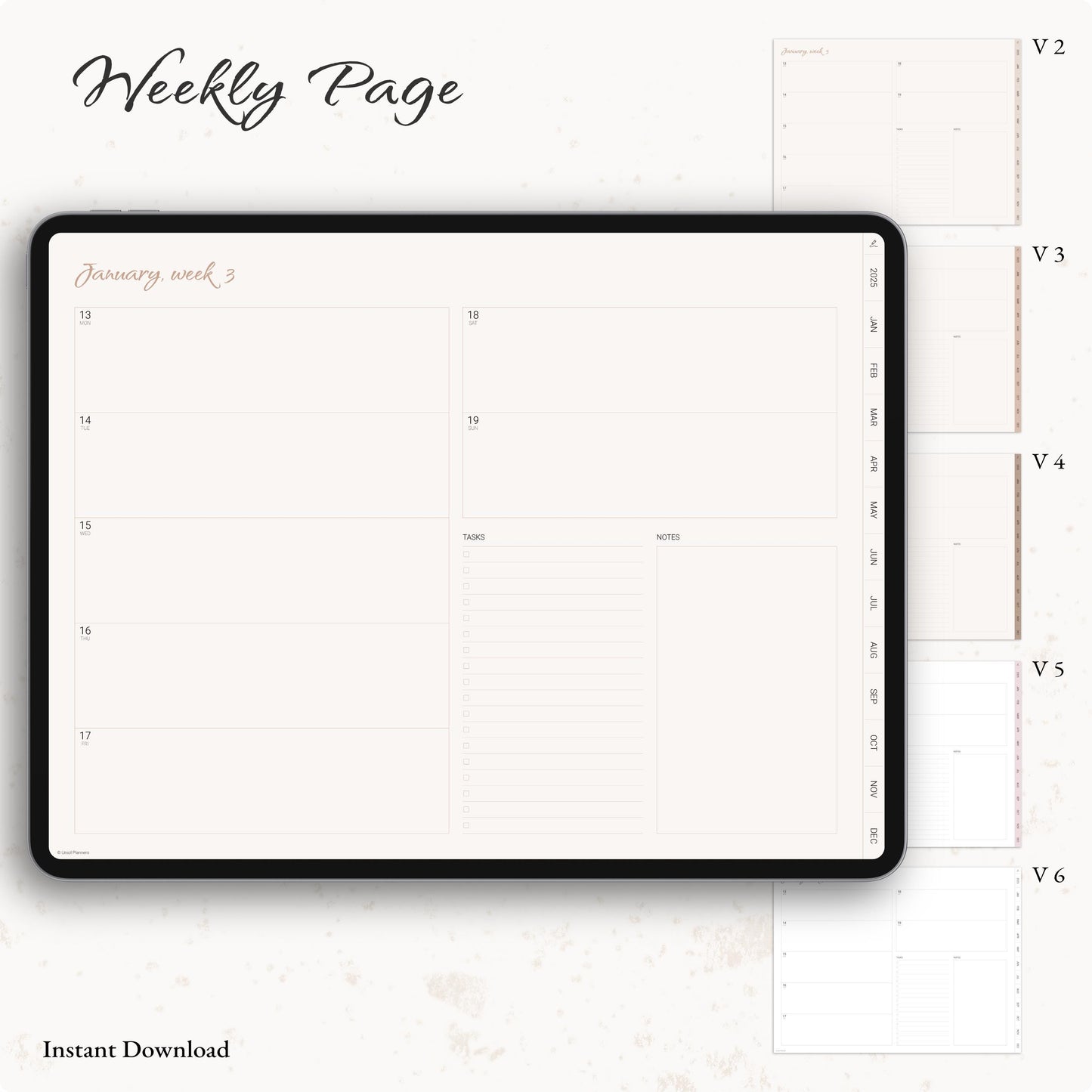 Simple Digital Planner, Weekly Planner, Monthly Planner, Goodnotes Planner, Planner 2025 2026, Simple Planner, Neutral, Beige, Minimalist