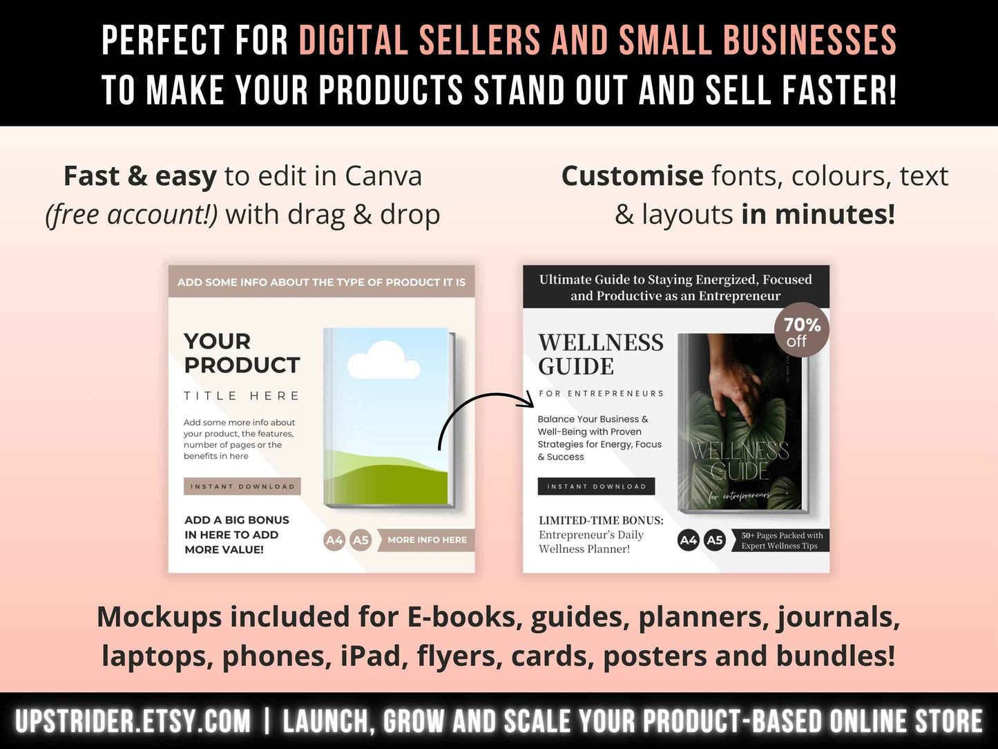 1500 Etsy Listing Mockup Templates Bundle for Digital Products, Editable Canva Mockups for Etsy Listing, Etsy Product Image Mockup Templates