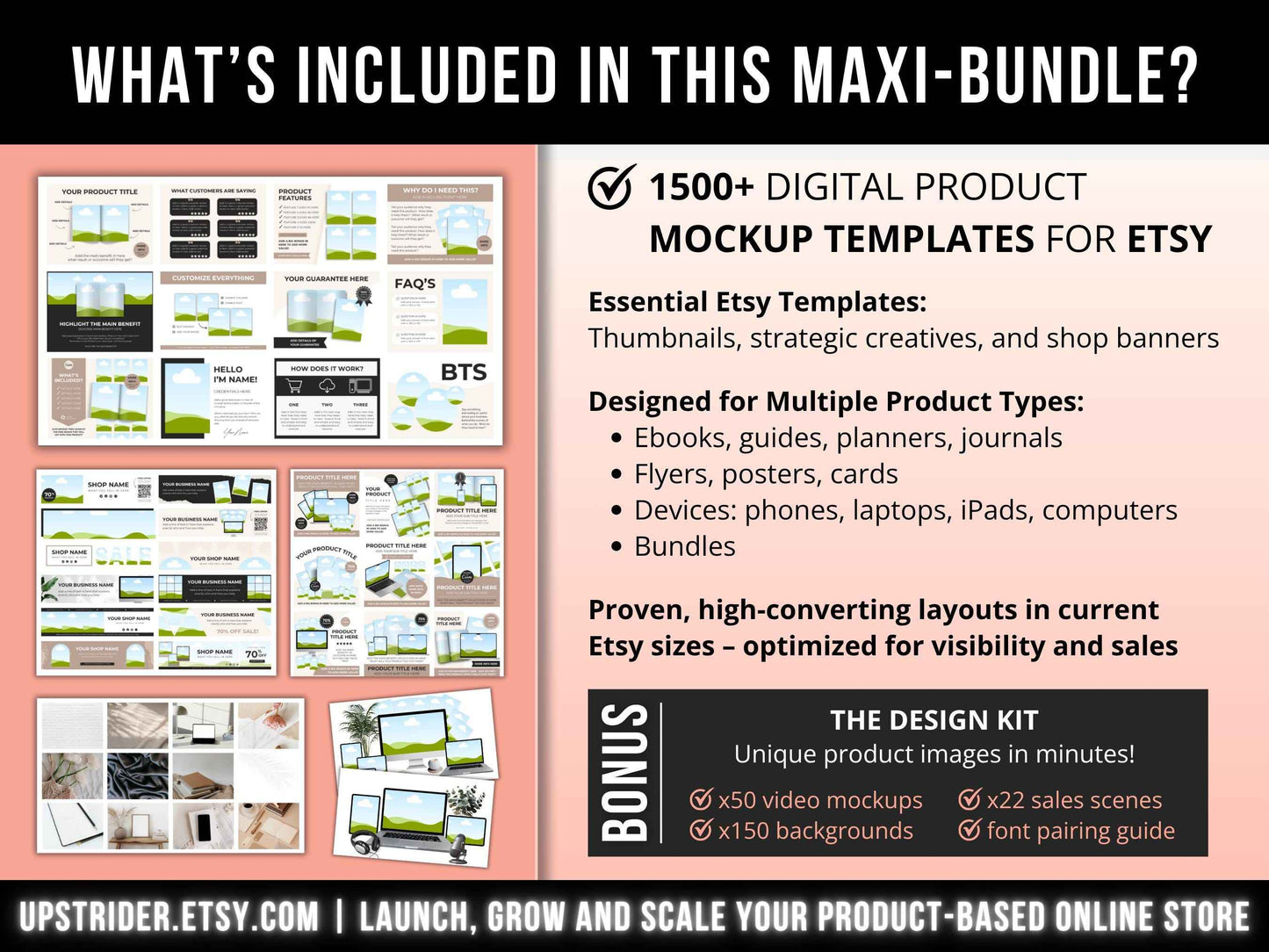 1500 Etsy Listing Mockup Templates Bundle for Digital Products, Editable Canva Mockups for Etsy Listing, Etsy Product Image Mockup Templates