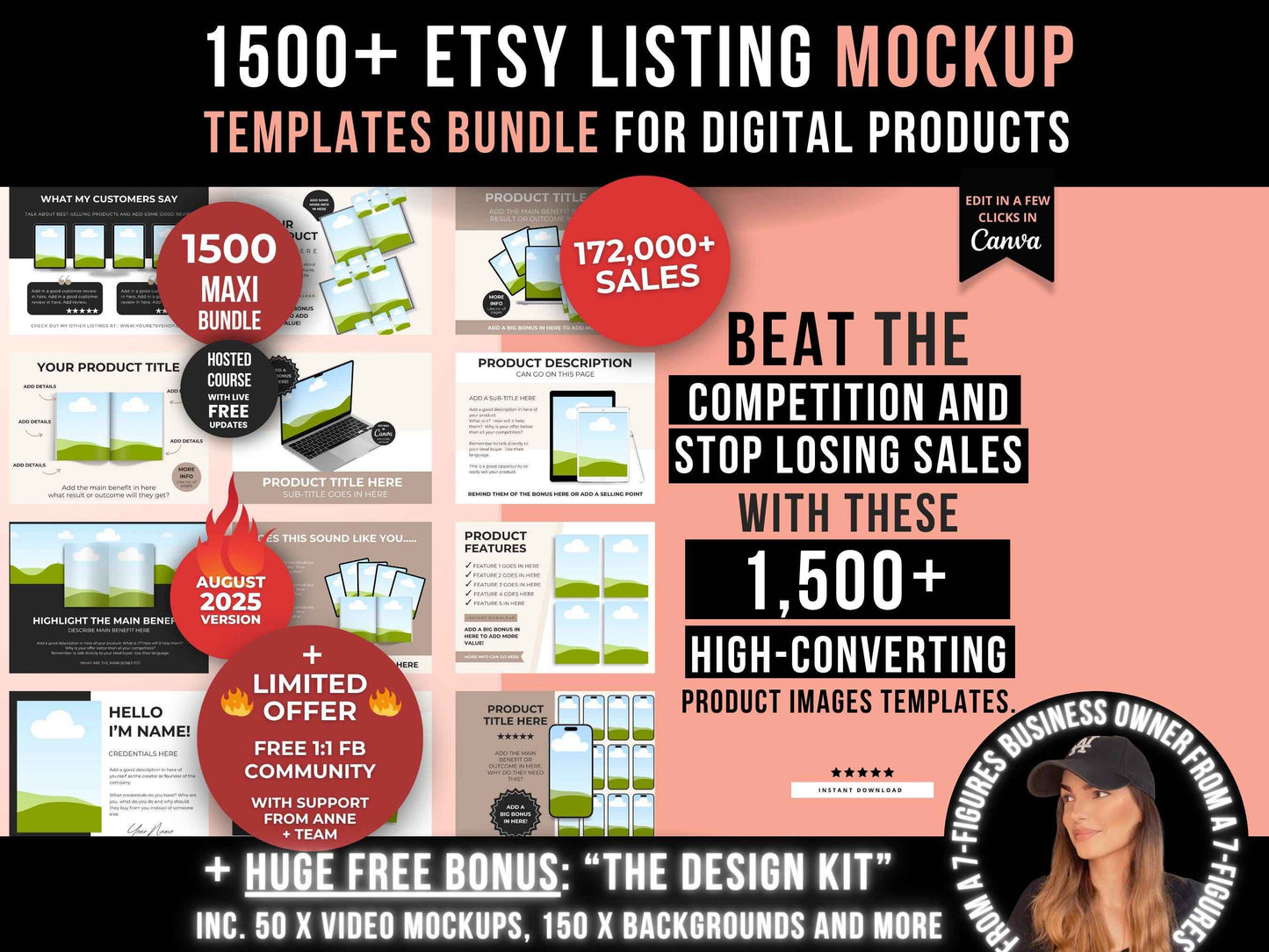 1500 Etsy Listing Mockup Templates Bundle for Digital Products, Editable Canva Mockups for Etsy Listing, Etsy Product Image Mockup Templates
