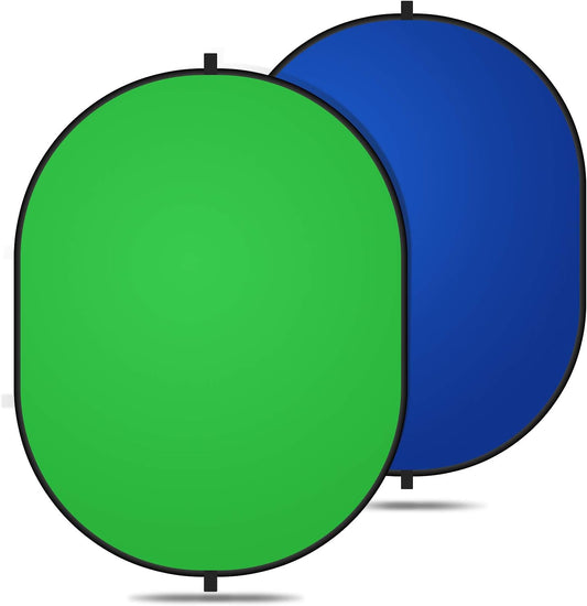 5Ft X 6.5Ft Chromakey Backdrop, 2-In-1 Background Screen Green and Blue Screen, Foldable Backdrop for Photography, Gaming and Live Streaming
