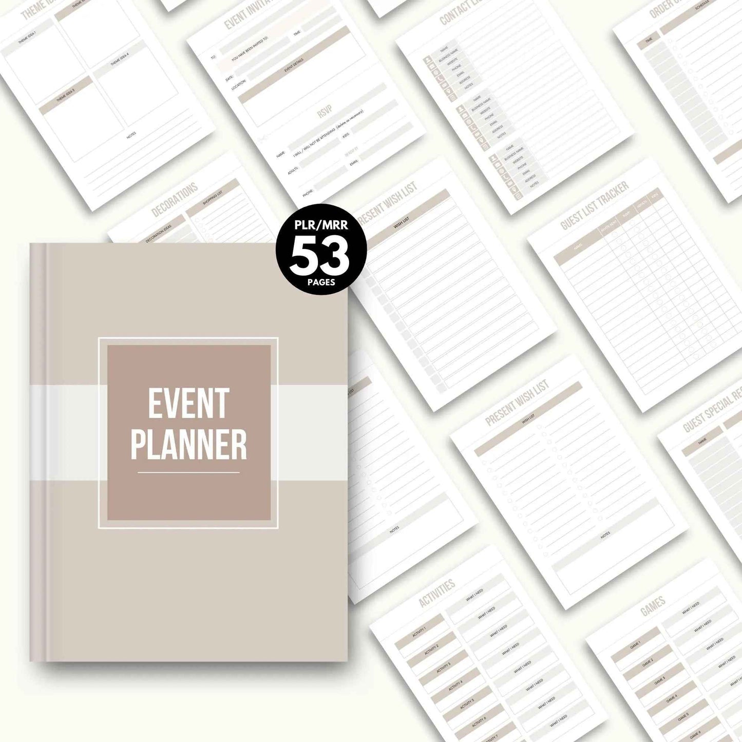PLR Event Planner, Master Resell Rights, Plr Planner, PLR Digital Products, Resell Planner, Plr Templates, MRR, Canva Templates, Dfy