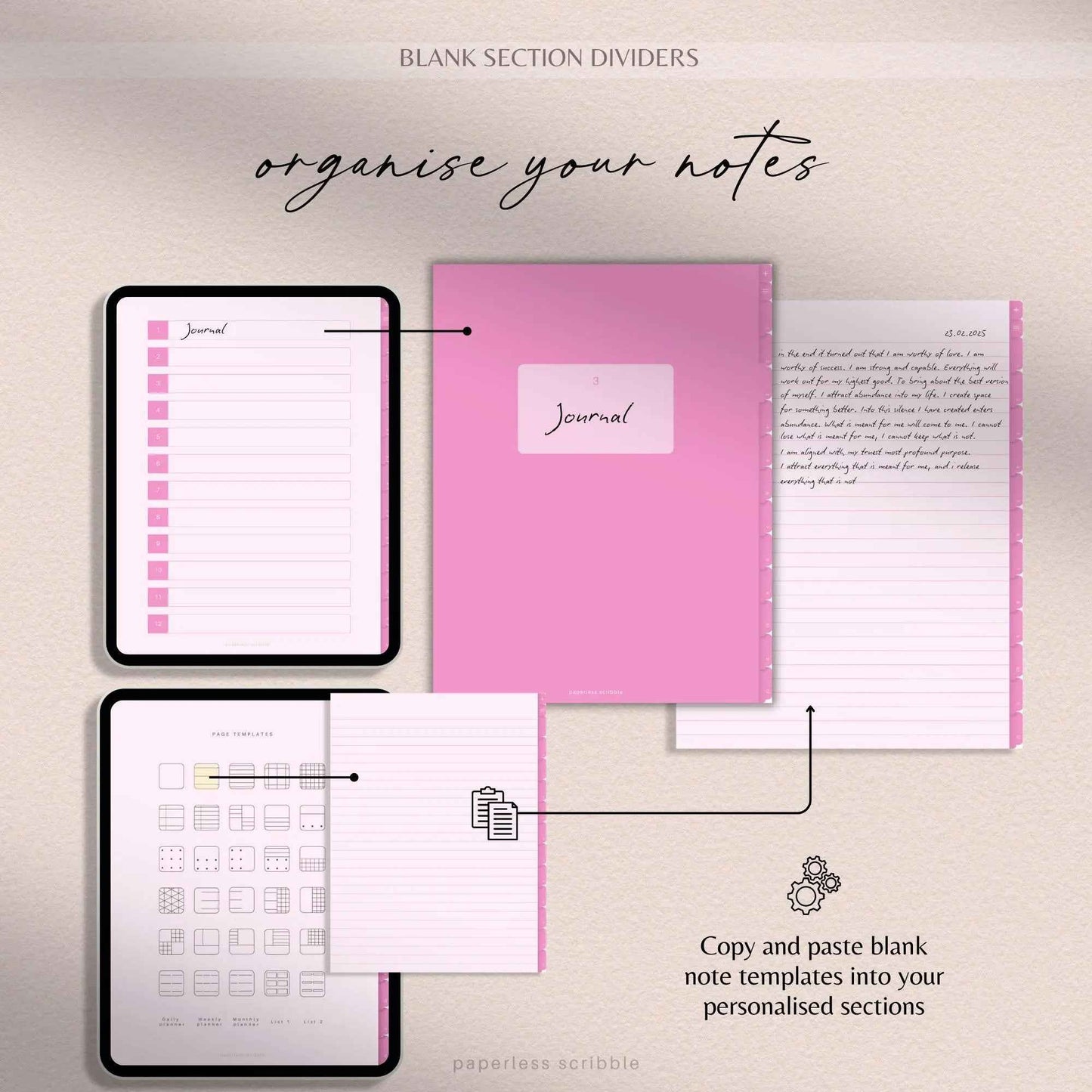 Digital Notebook Pink | Pink Ipad Notebook for Goodnotes | Digital Note Templates Notability | Digital Student Notebook | Goodnotes Notebook