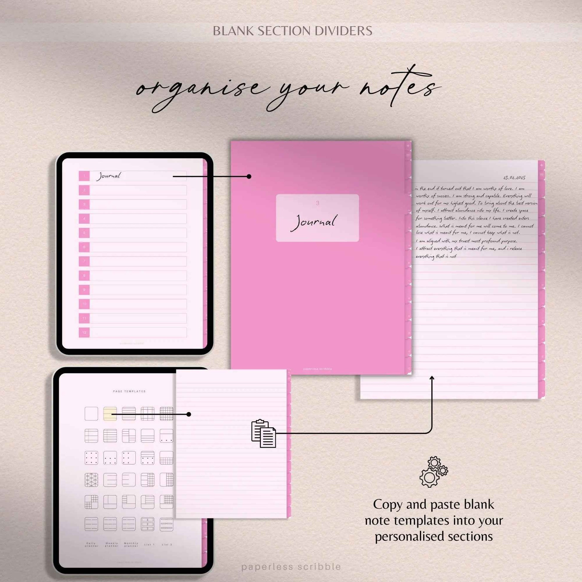 Digital Notebook Pink | Pink Ipad Notebook for Goodnotes | Digital Note Templates Notability | Digital Student Notebook | Goodnotes Notebook