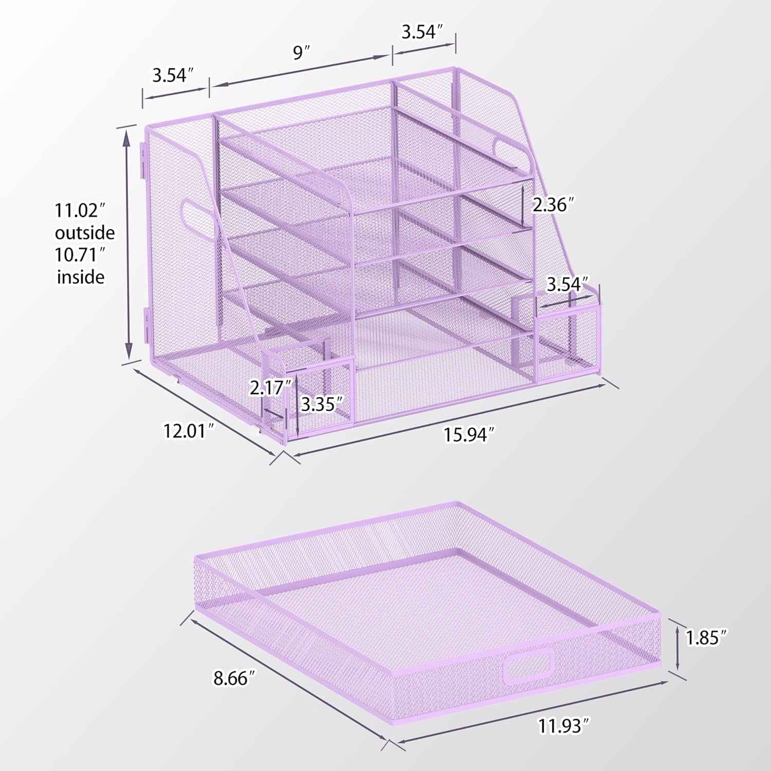 5-Tier Tray-Style Document Rack, Desktop Document Sorter with Bookends for Home and Office