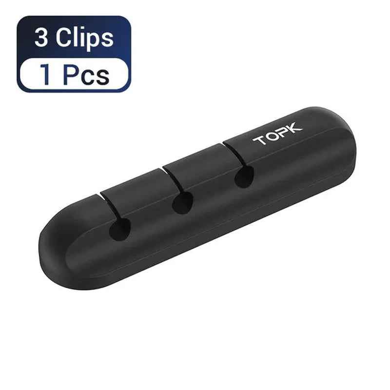 TOPK Feel Free to Stick Multi-Function Cable Organizer Silicone USB Cable Winder Desktop Tidy Management Clips Cable Holder for Mouse Headphone Wire