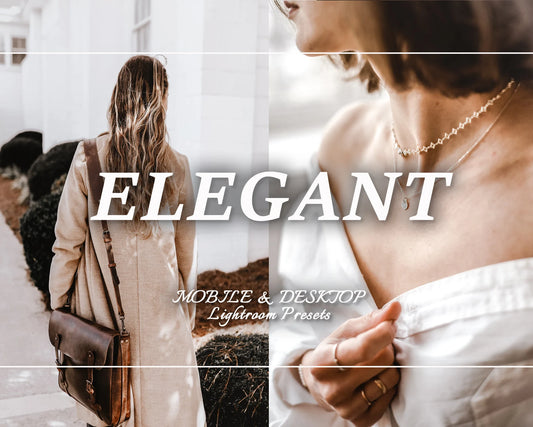 24 ELEGANT Presets, Lightroom Presets, Retro Vintage Presets, Creamy Presets, Aesthetic Presets, Mobile Presets Desktop Warm Classy Presets