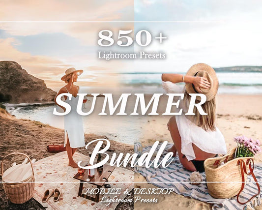 850 SUMMER Lightroom Presets Bundle, Mobile Desktop Presets, Beach Presets, Photo Filter, Natural Airy, Pastel Instagram Filter, Aesthetic