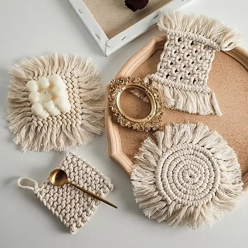 Bohemian Woven Coaster - Stylish Kitchen Decor - Luxe Haus Studio