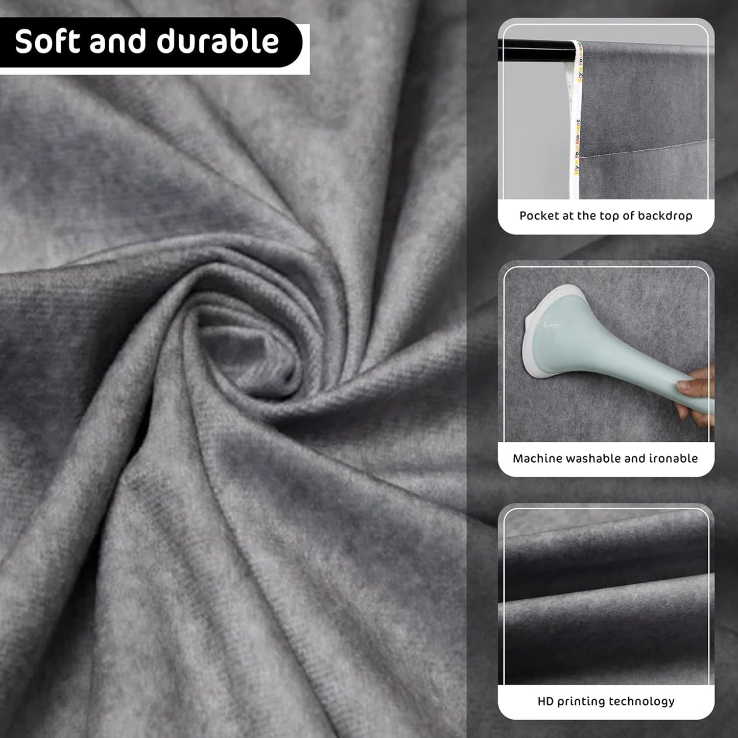 Portrait Photography Backdrops for Photographers Grey Abstract Photo Backdrop for Headshot Old Master Photostudio Props, 5X7Ft