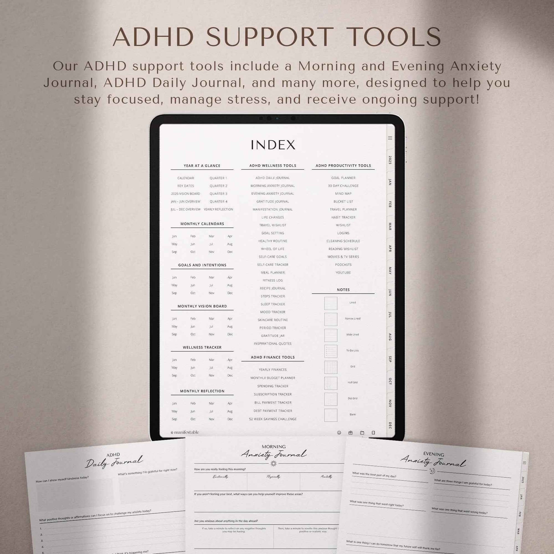 ADHD Digital Planner, 2025 Digital Planner, ADHD Planner, Daily Planner, Weekly Planner, Monthly Planner, Goodnotes Planner, Ipad Planner